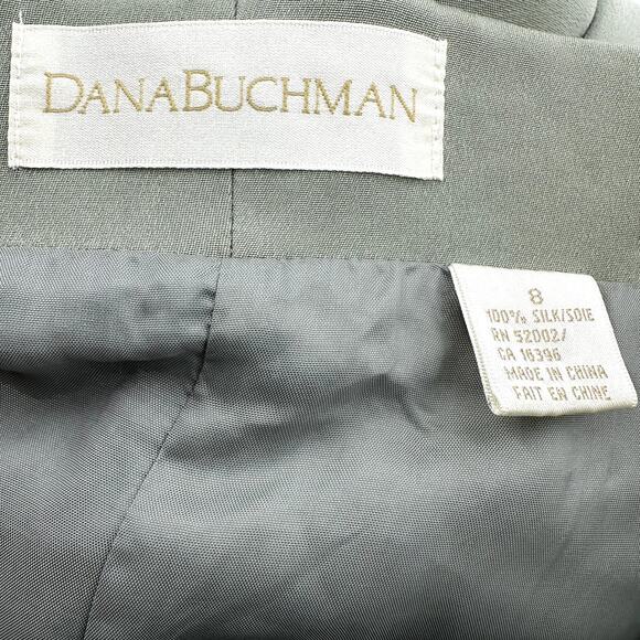 Dana Buchman Trouser Pants Pleated Straight Leg High Rise 100% Silk Green 8 - Picture 3 of 5